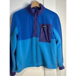 Patagonia Kids Synchilla Fleece Half Zip Pullover Blue Colorblock XL 65586